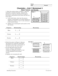 mass, volume, density wkst