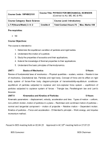 Physics for Mechanical Sciences - Syllabus