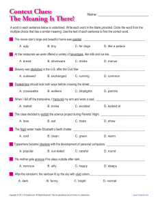 Context Clues Worksheet