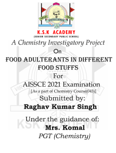 INVESTIGATOTY PROJECT(CHEMISTRY) 12th