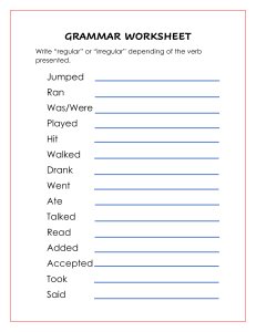 GRAMMAR WORKSHEET 5th 