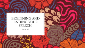 Beginning and Ending Your Speech!