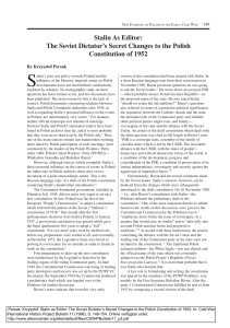 Stalin As Editor - Secret Changes to the Polish Constitution 1952