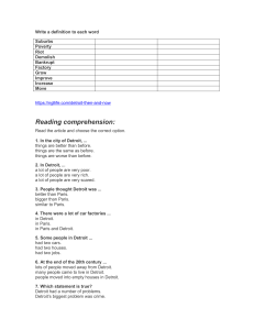 DETROIT THEN AND NOW - READING COMPREHENSION