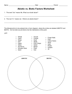 Abiotic vs Biotic Worksheet