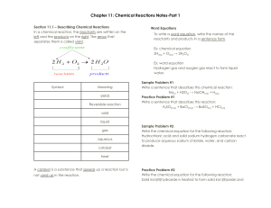 Chapter 11  Chemical Reactions Notes Part 1-PPT