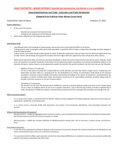 International Business and Trade Notes1 - Economics and Trade Introduction Handout