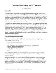 Quadrature Signals-Complex but Not Complicated tutorial