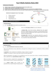 Year 9 Maths Statistics Notes 2022